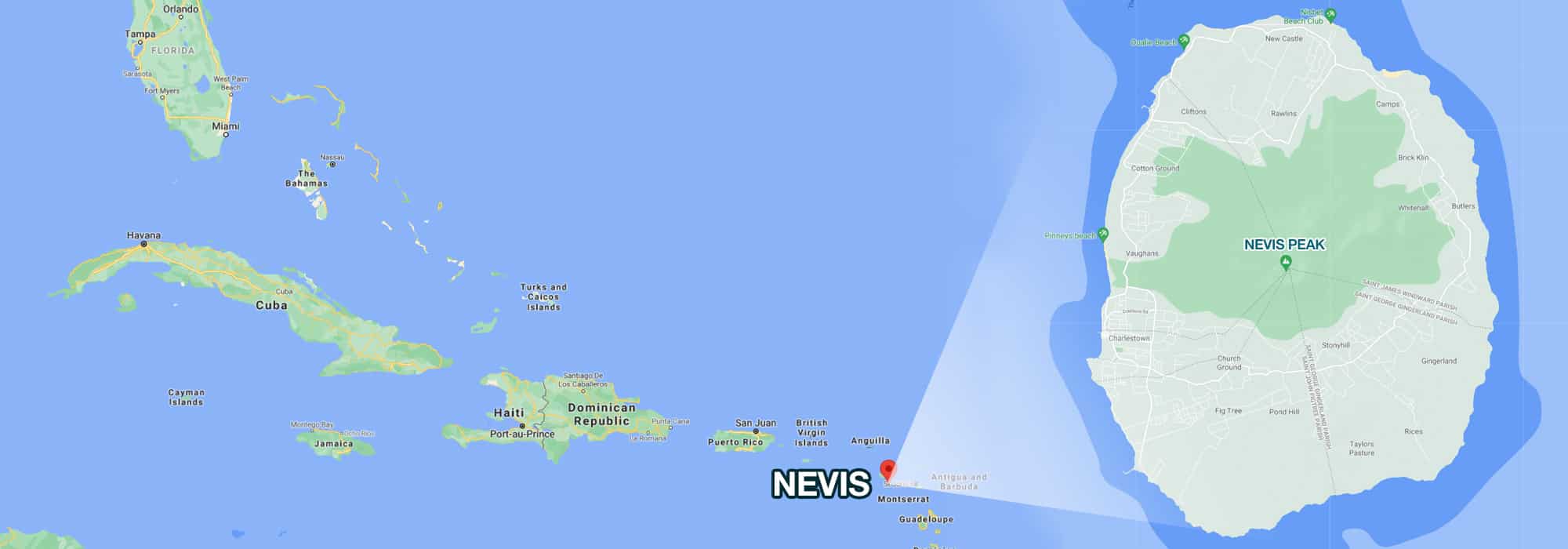 Welcome To Nevis Travel To Nevis Island   Nevis Area Map Two 