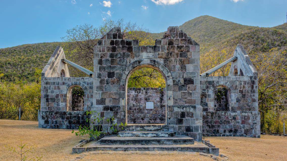 Nevis island history - church ruins