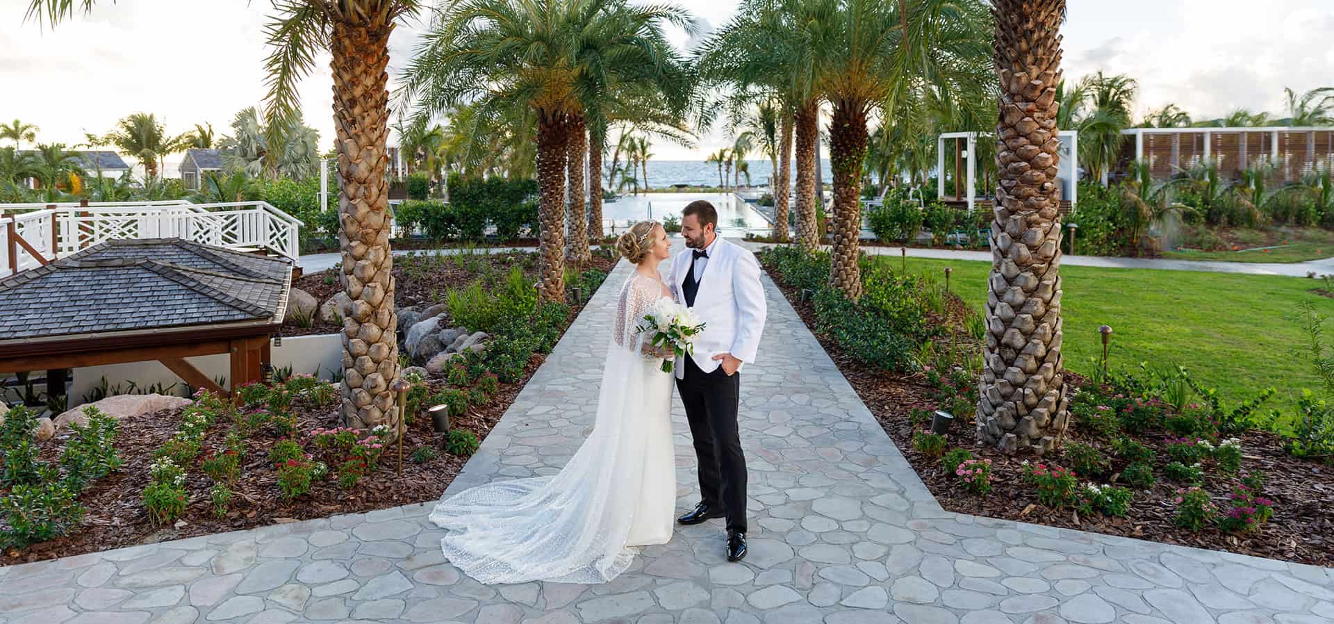 Wedding couple at the Four Seasons Resort Nevis
