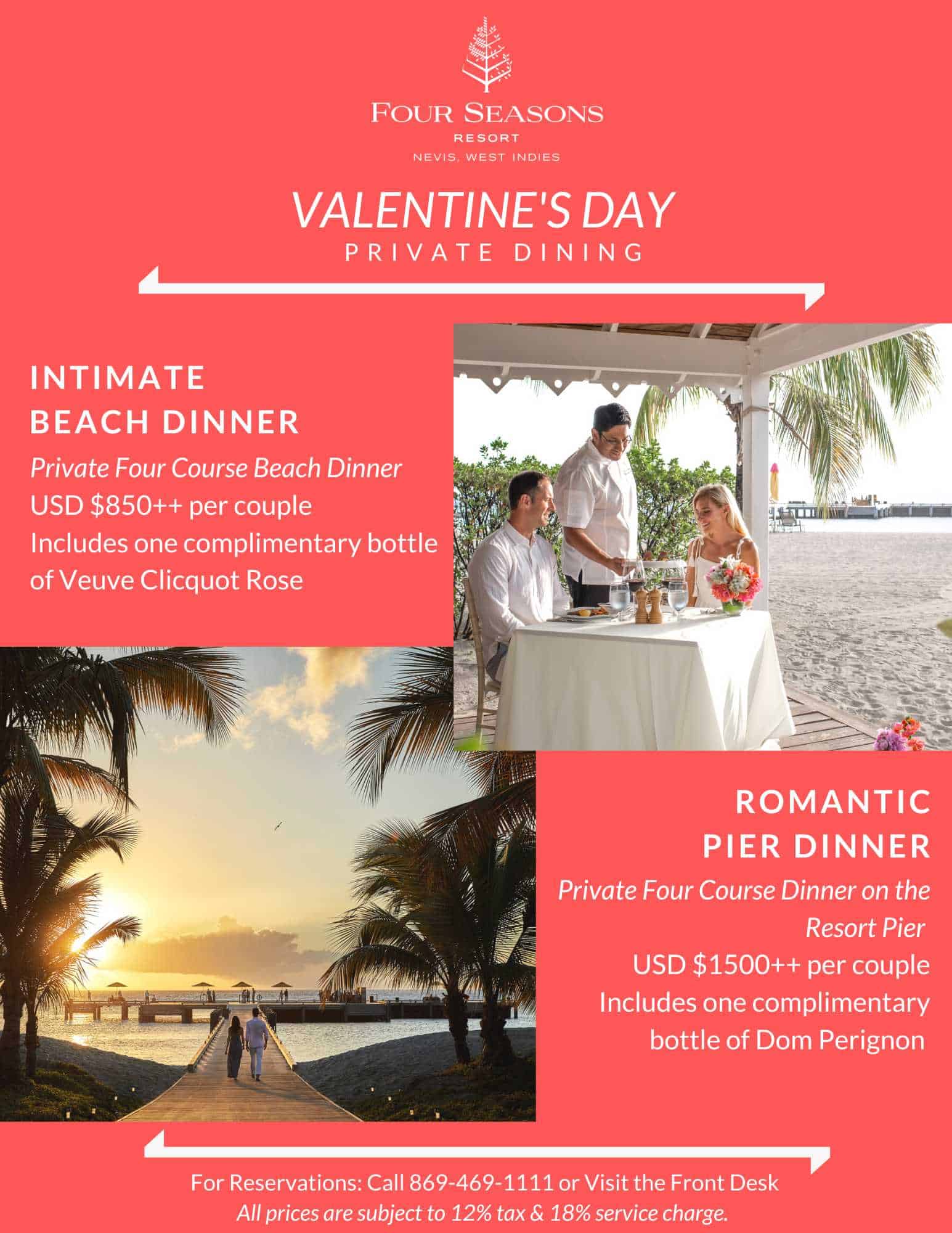 Valentine's Day Private Dining at Four Seasons Resort Nevis