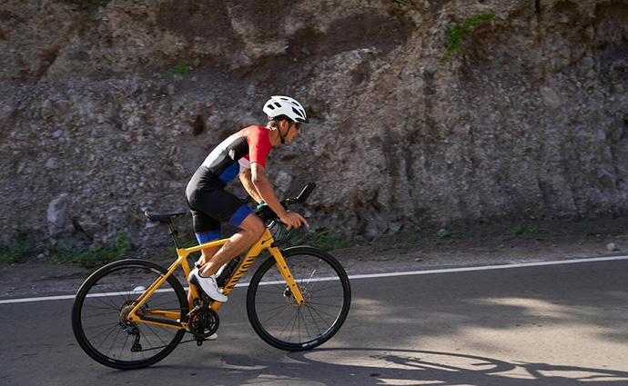 Nevis Triathlon with a cyclist