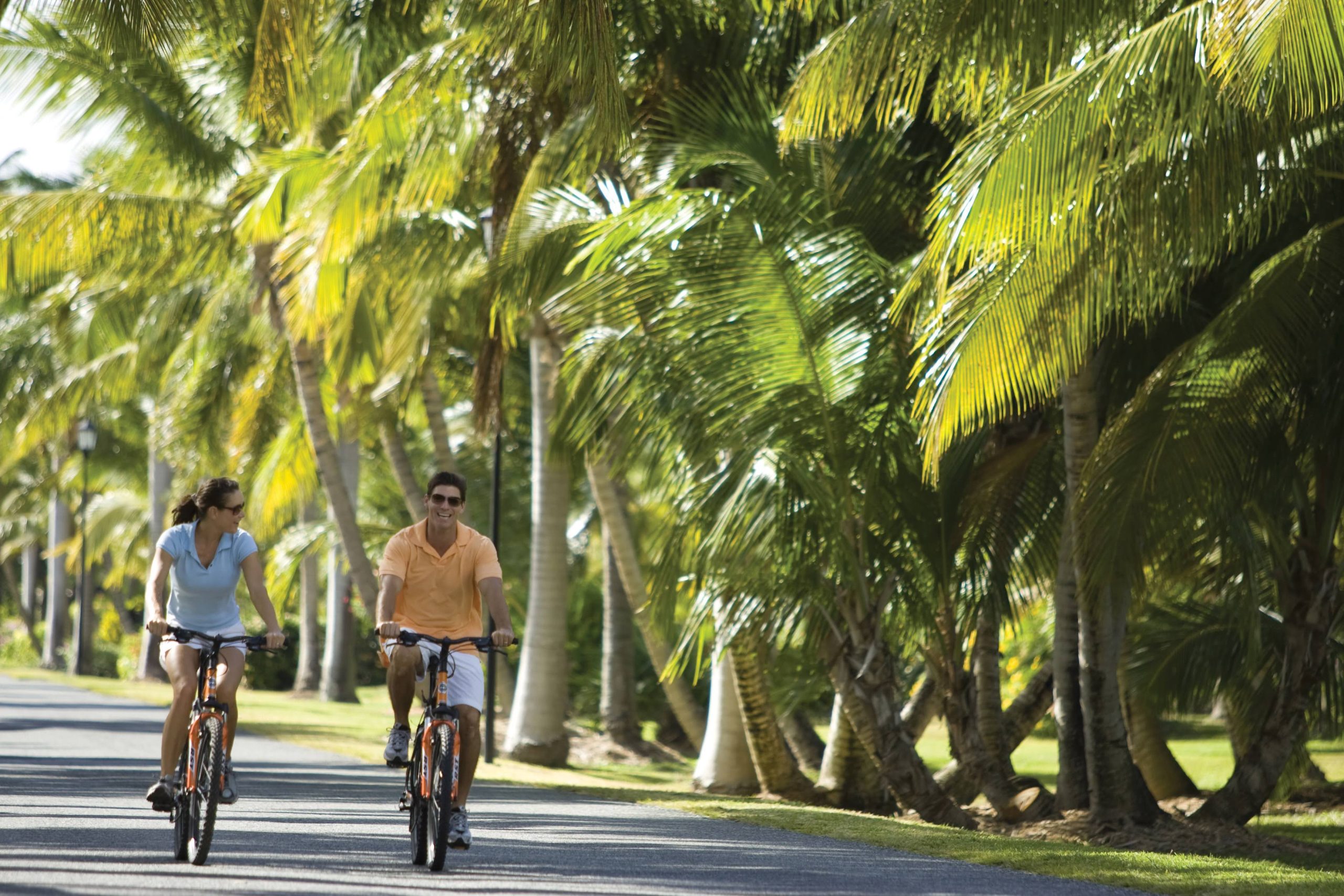 couple riding bikes Nevis Island